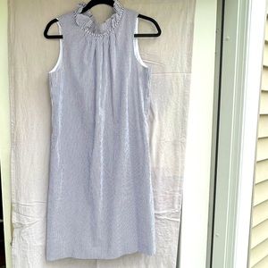 BR Cotton stripped tunic dress with ruffled collar